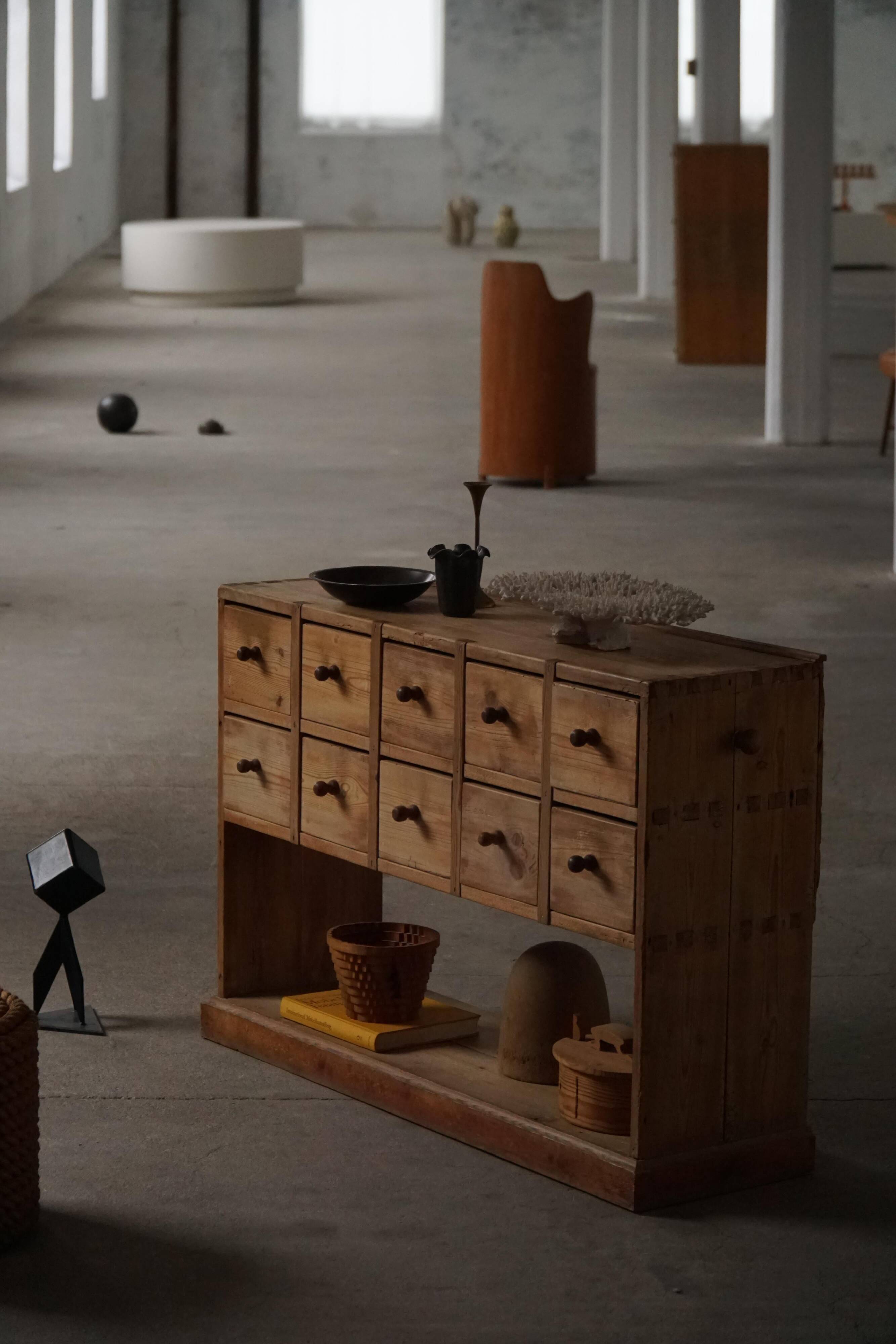 Danish apothecary cabinet in antique pine from the 19th century / Console, 1850–1880s