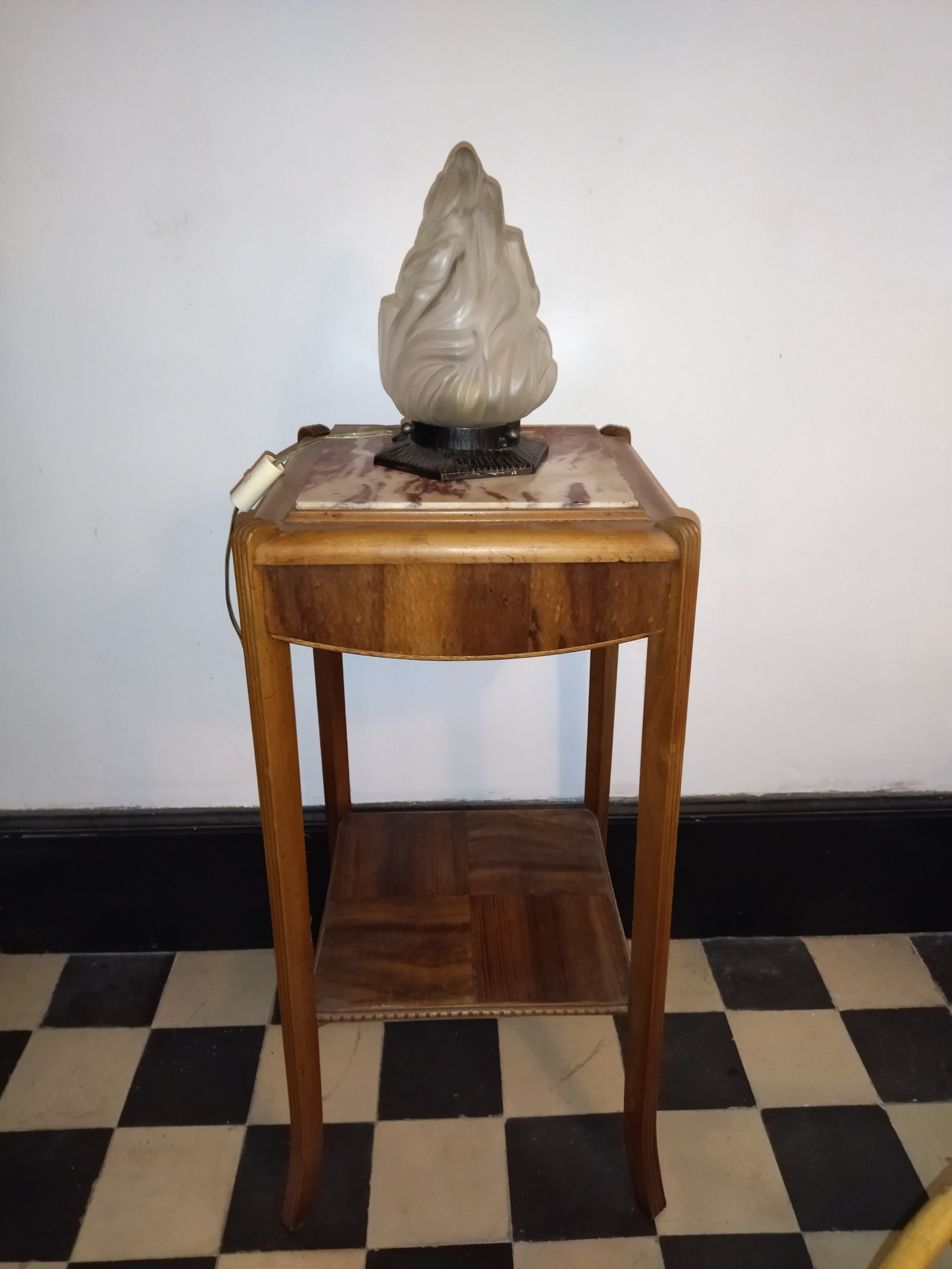 Selette art-deco wood and marble