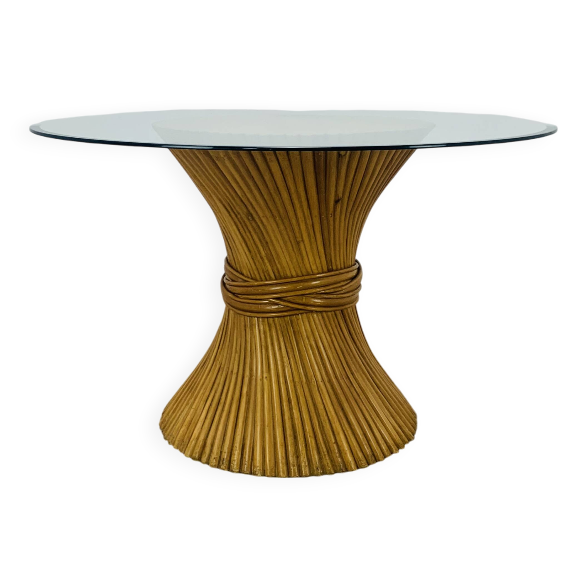 McGuire Bamboo Dining Table, Wheat Sheaf, 4 Person, Vintage