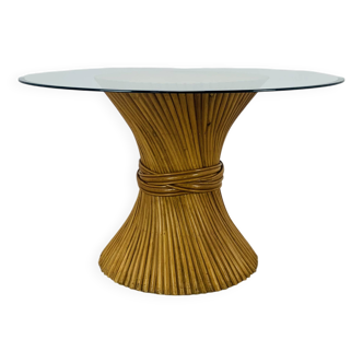 Table à repas bambou McGuire, gerbe de blé, 4 personnes, vintage