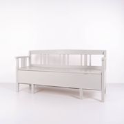 Antique storage bench – grey painted – pine wood – 1860s