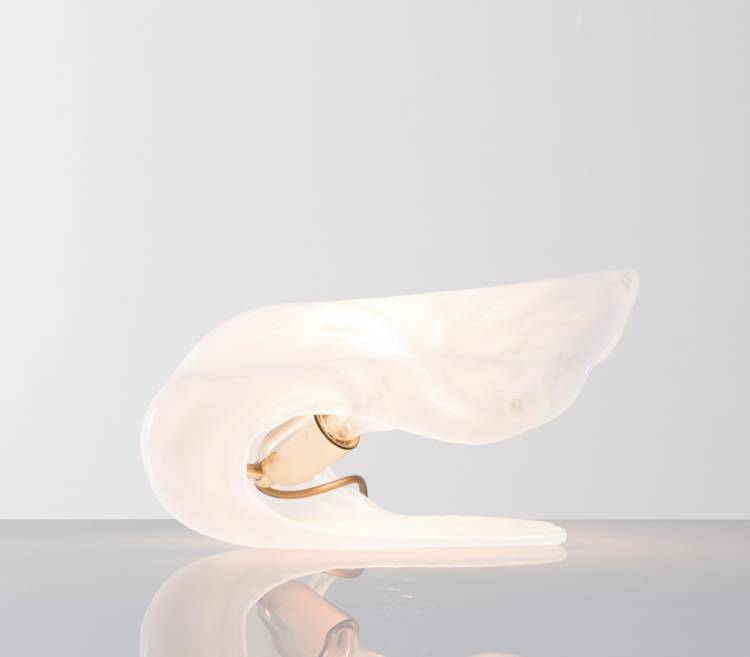 Murano blown shell shaped glass sculptural table lamp, La Murrina Italy 197
