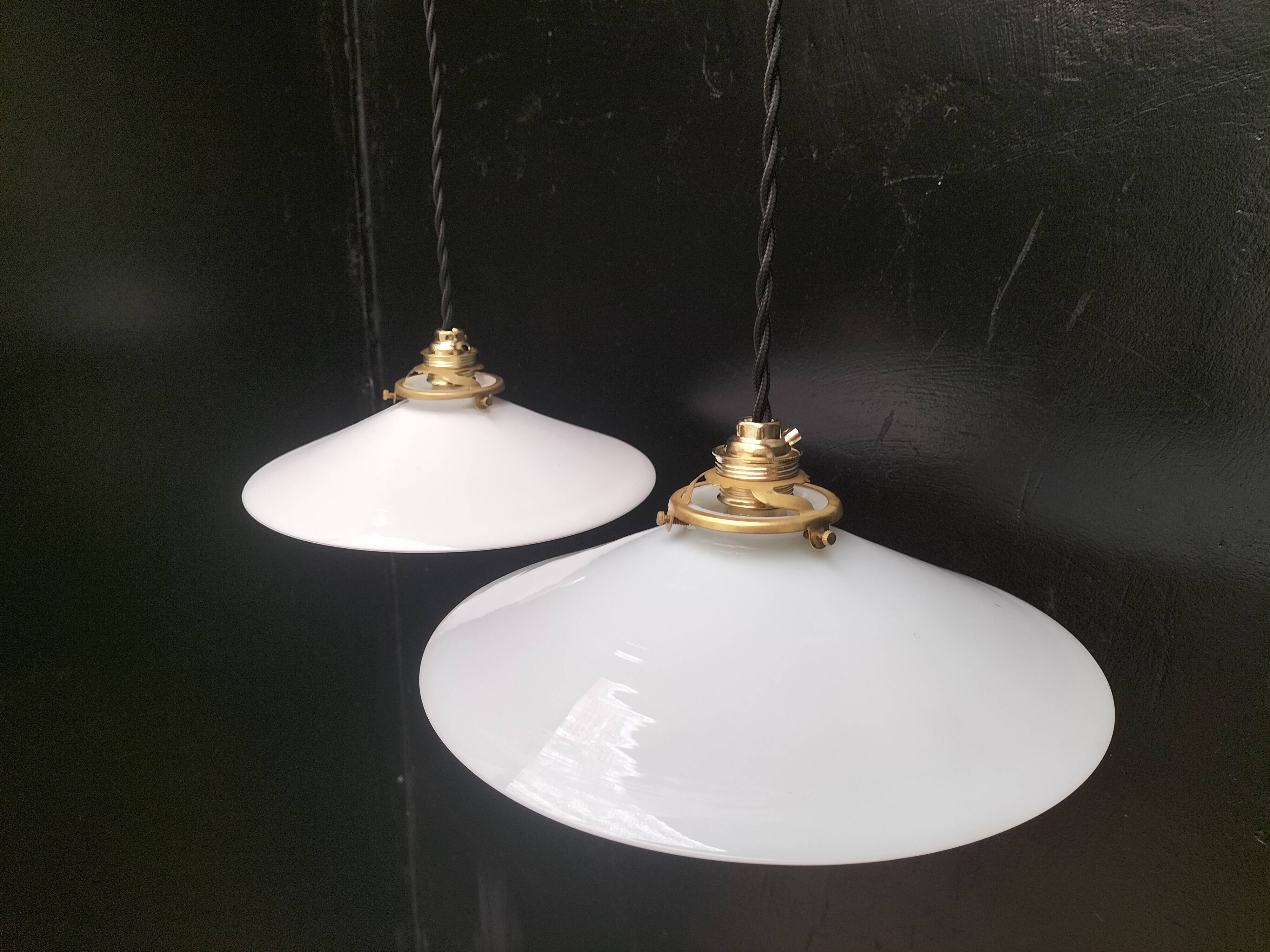 2 opaline pendant lights