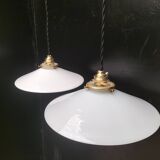 2 opaline pendant lights