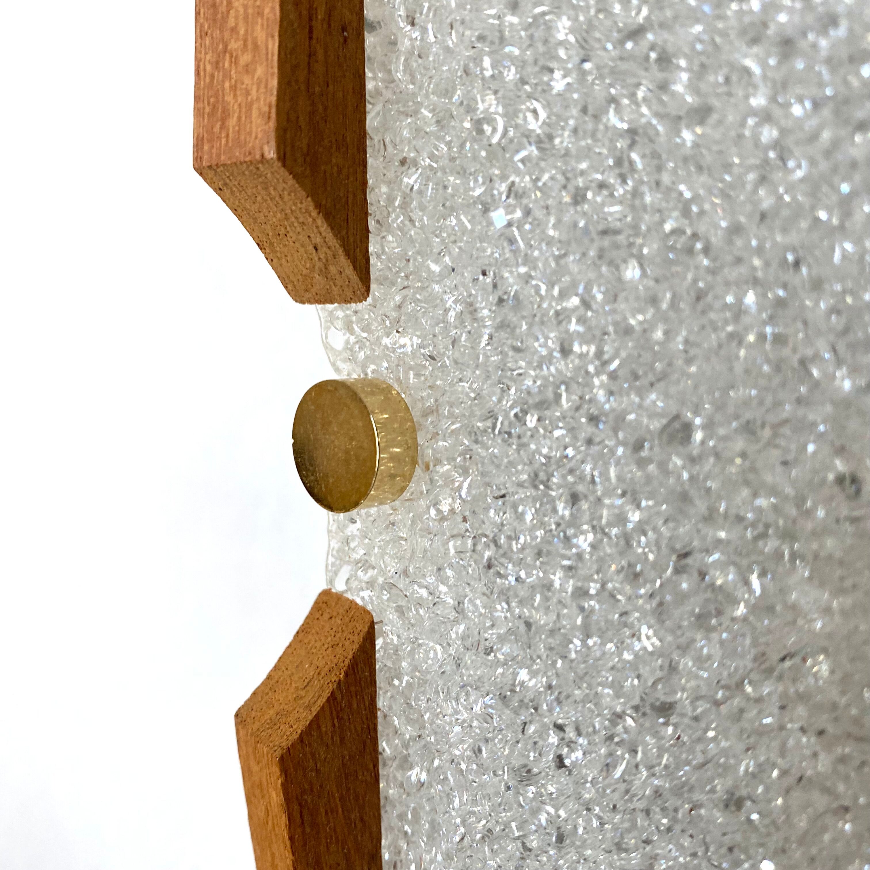 Vintage wall lamp perspex and wood