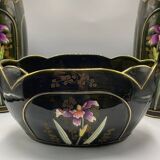 Rare Art Nouveau Ensemble circa 1900 – Glazed ceramic with iris decoration – Trio