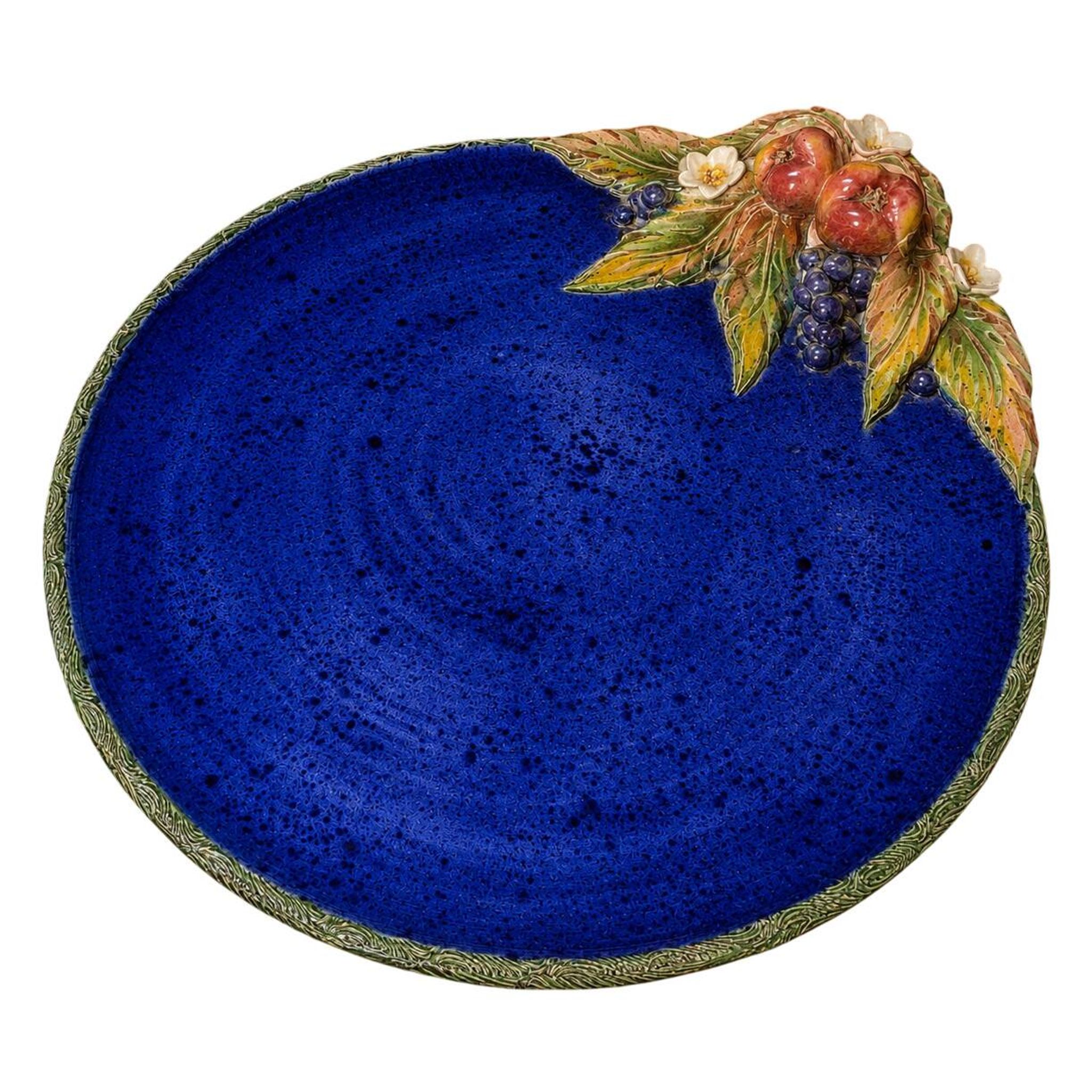 Large decorative plate in glazed ceramic signed Laurence Saint-Amour.