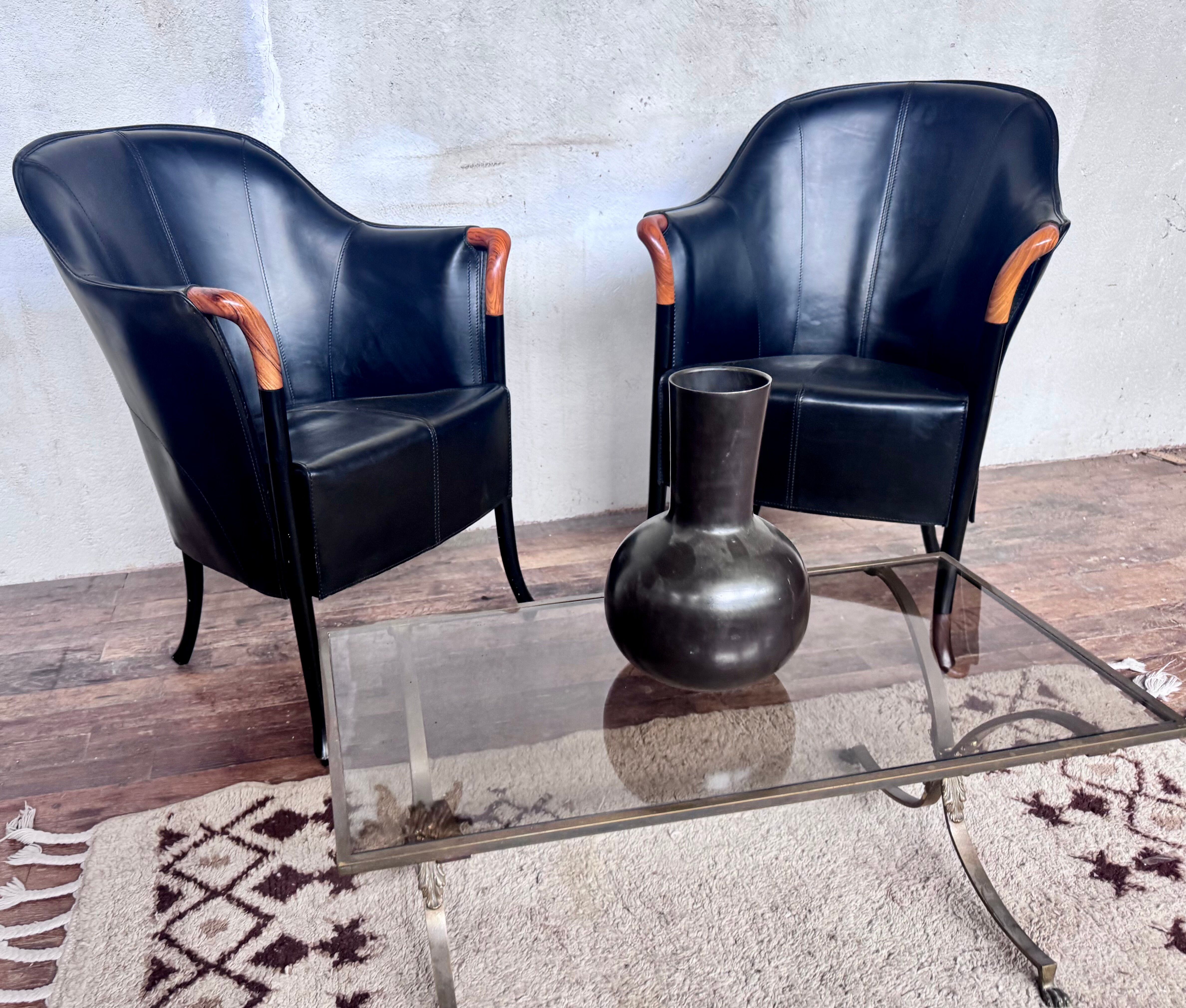 2 designer armchairs by Umberto Asnago for Giorgetti Italy