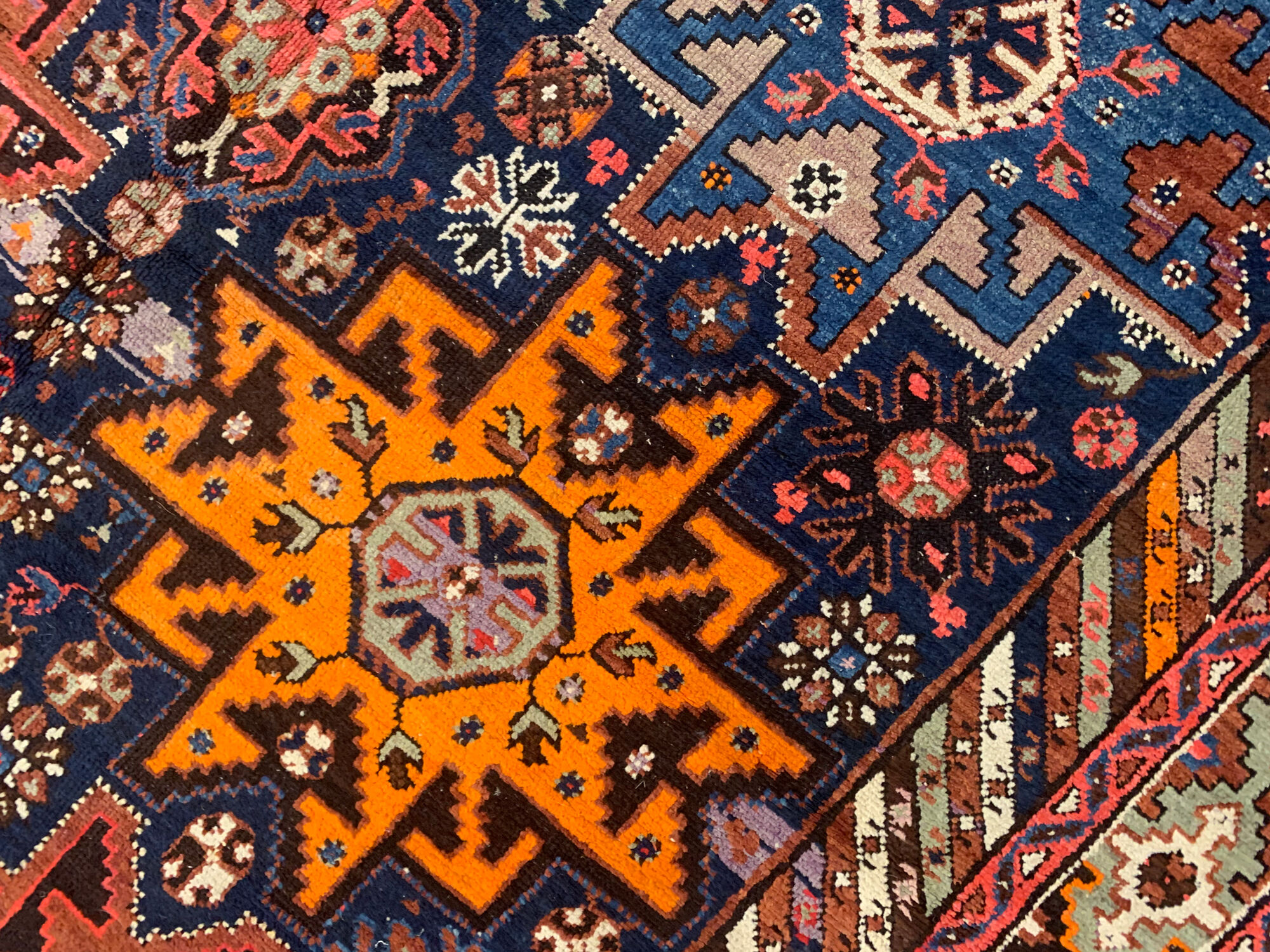 Antique Caucasian Star Kazak Rug- 190x355cm