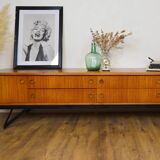 Low Scandinavian teak sideboard Metal