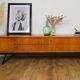 Low Scandinavian teak sideboard Metal