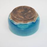 blue ceramic bowl with crackled enamel
