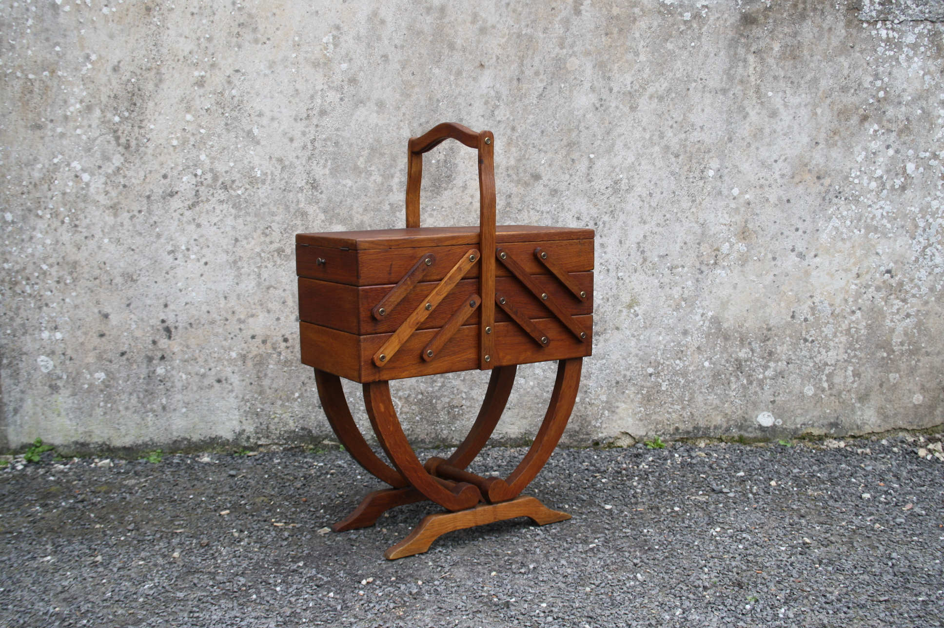 Vintage sewing box on foot