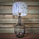 Table lamp, bedside lamp, smoked glass base and cylindrical lampshade