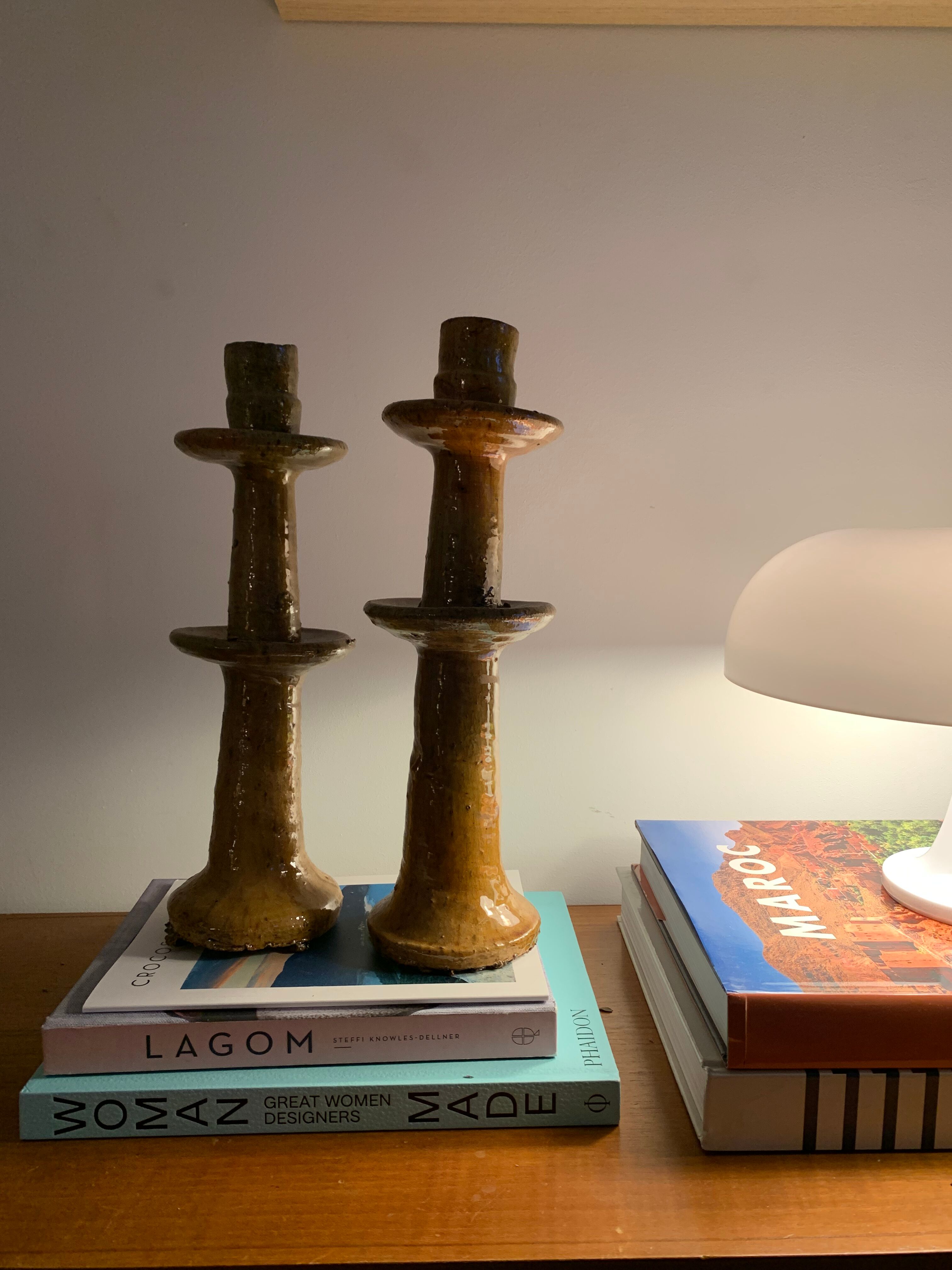 Pair of large tamegroute candle holders