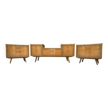 Rare modular ensemble from the 1960s – Convertible dressing table and bedside tables.