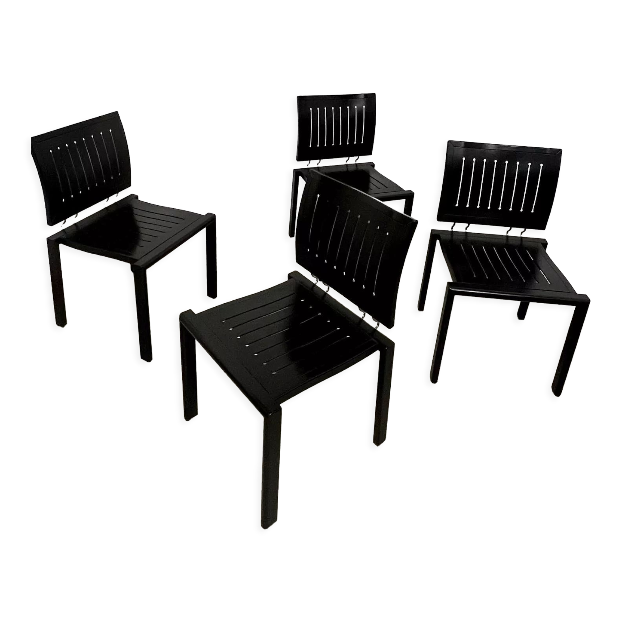 Lot 4 old vintage design chairs Dieticker Bruno Rey black wood year 70