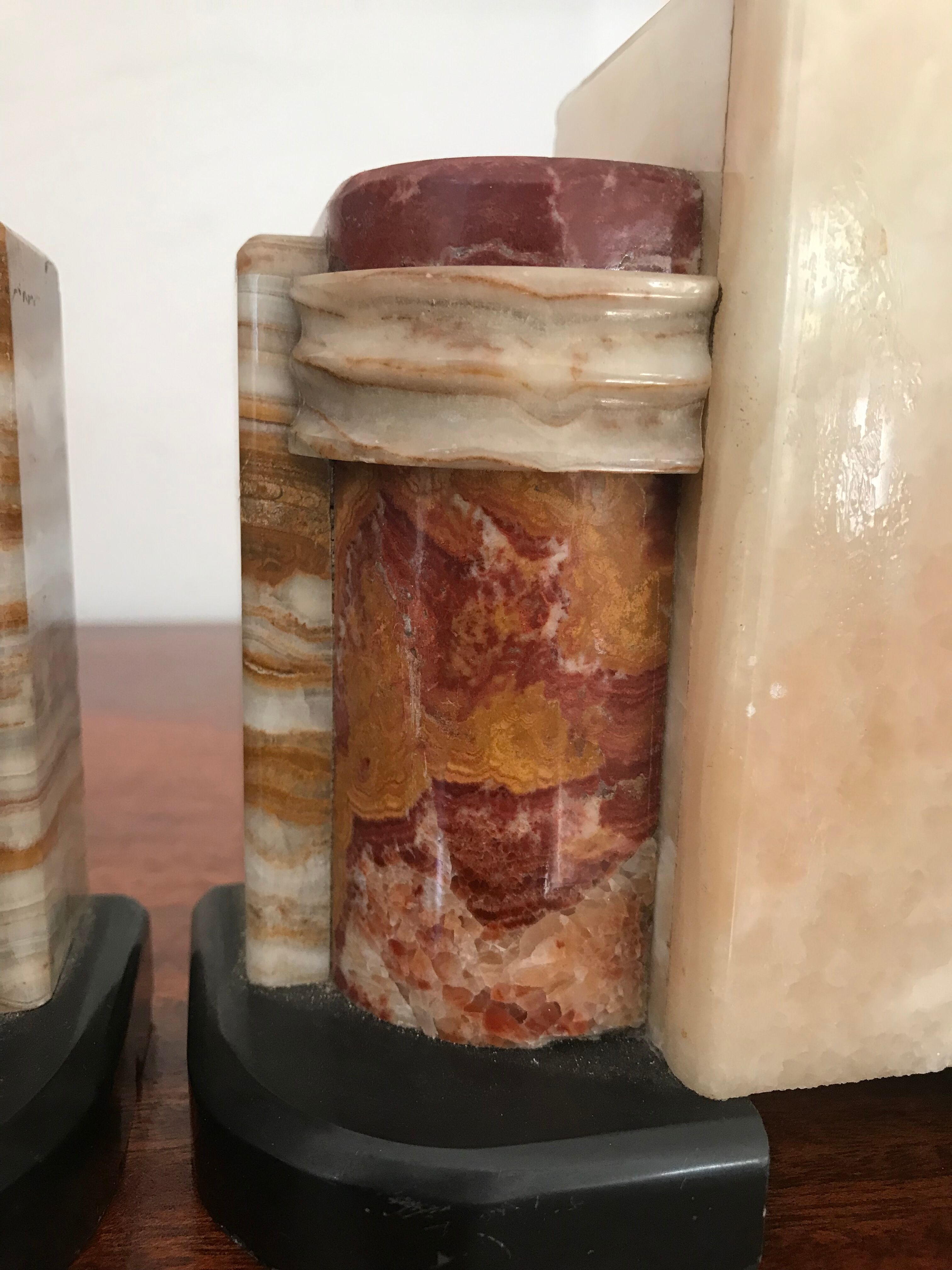 Pair of Art Deco marble book clamts