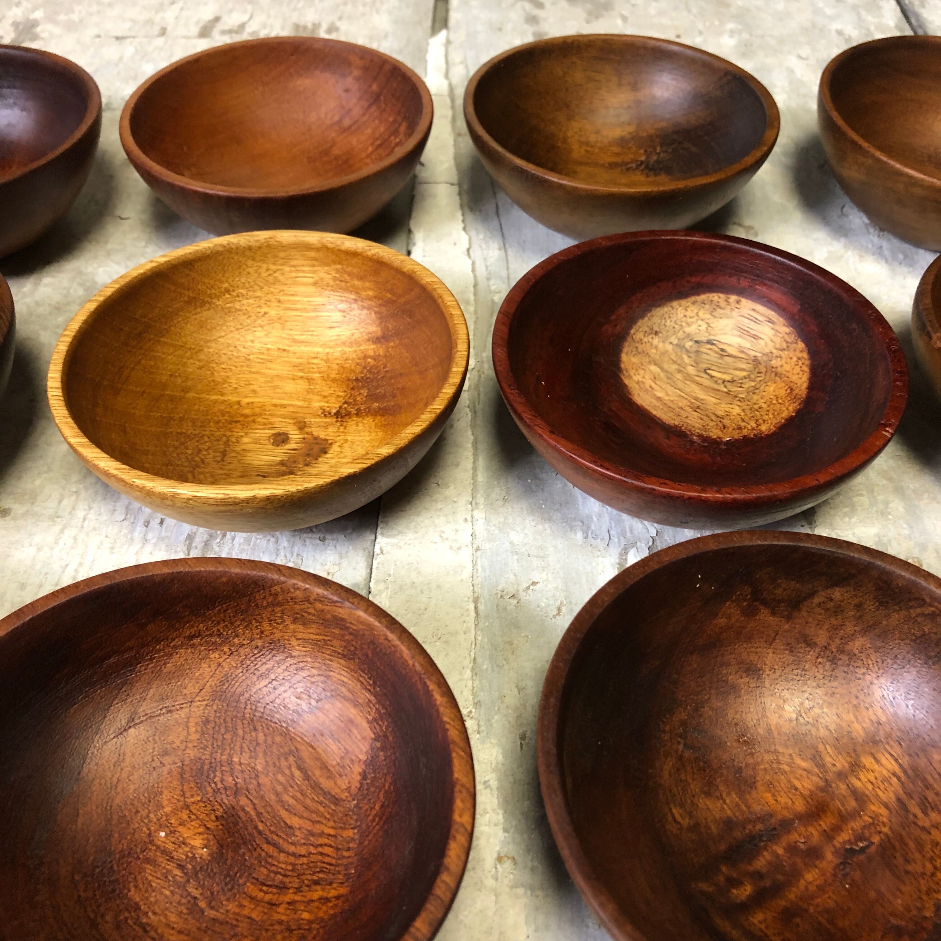 Set of 12 wooden bowls