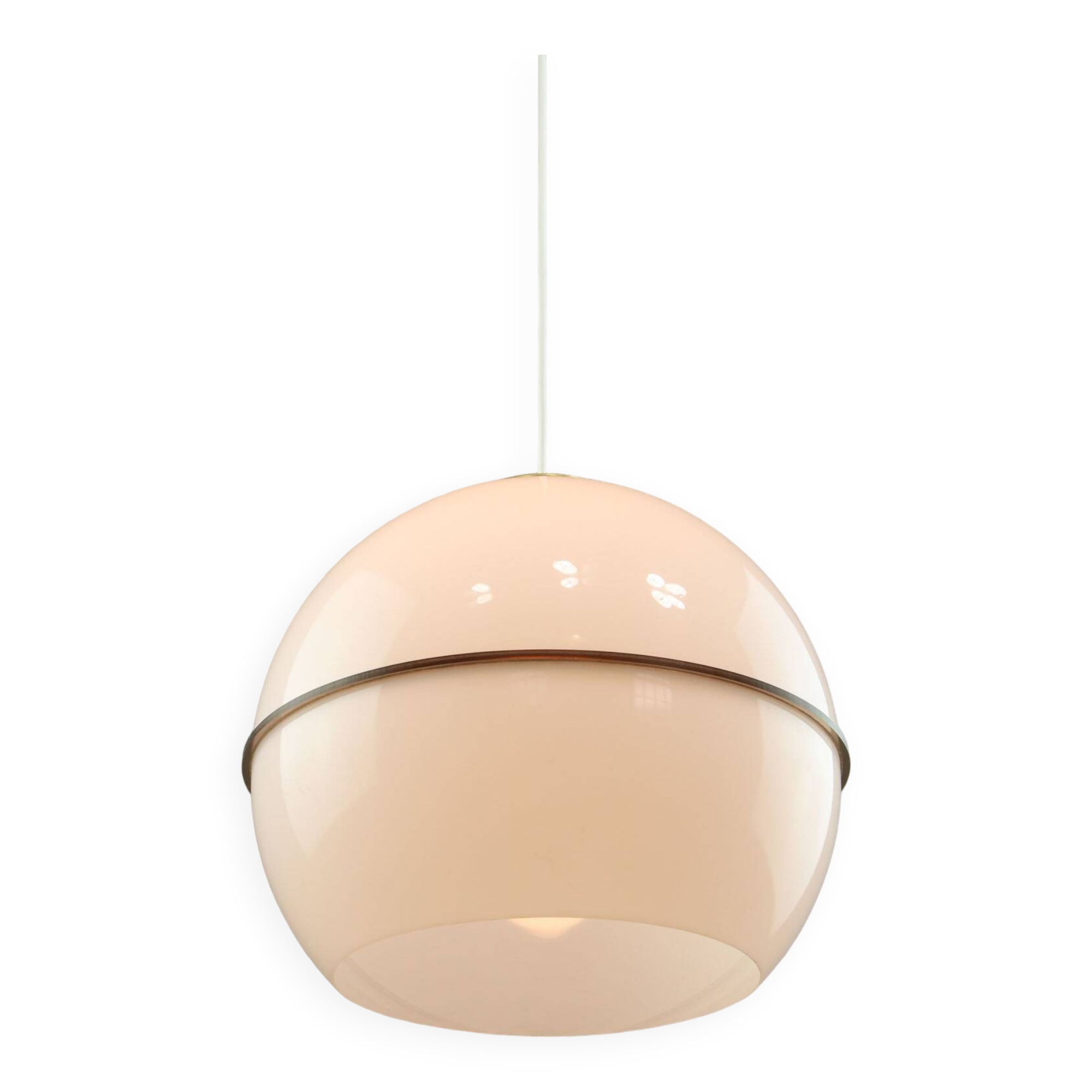 Italian Space Age Pendant Lamp in Plexiglass and Brass, 1970s