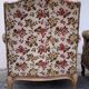 Antique Louis XV style shepherdess armchair in floral flocked fabric