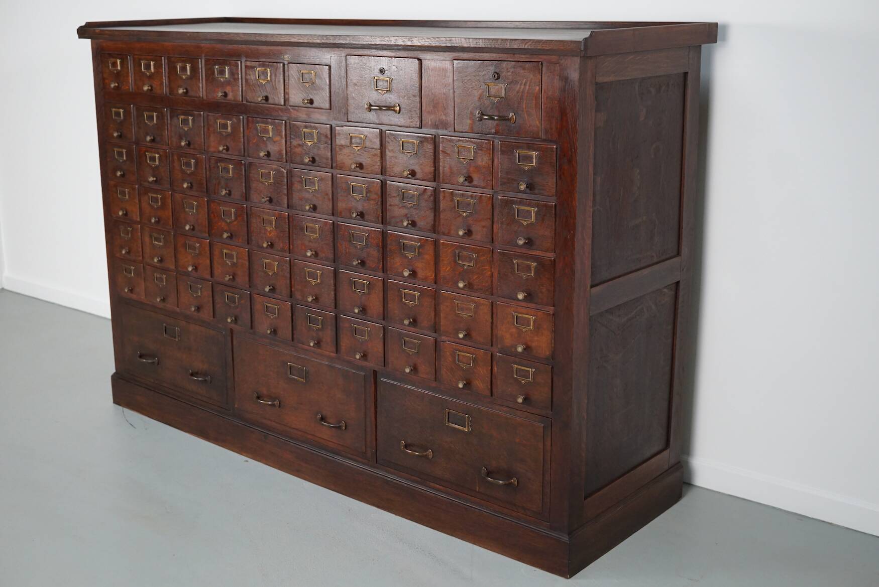 Large French oak notary apothecary cabinet / filing cabinet, 1920/30s