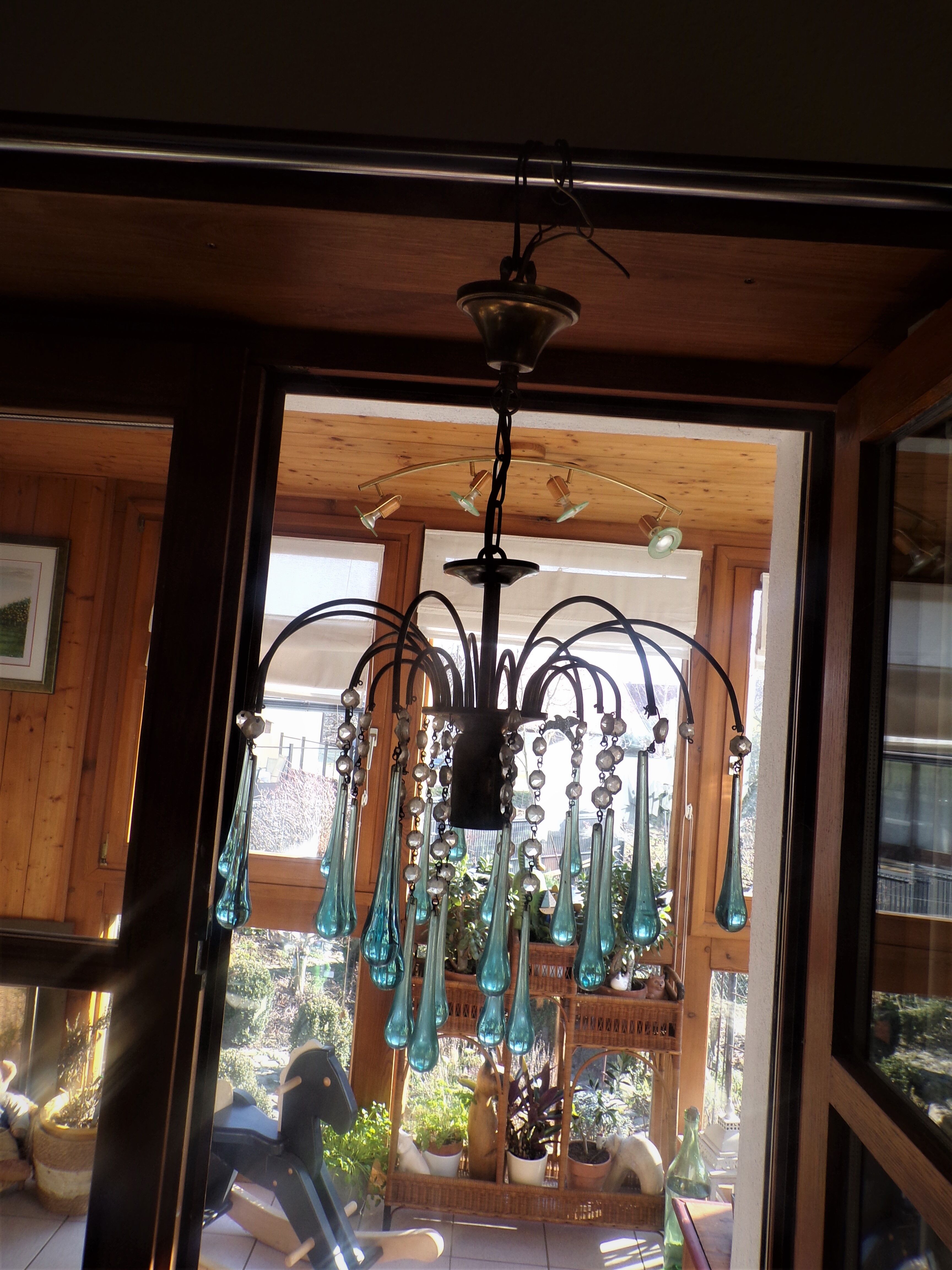 Lustre blue drops pampilles