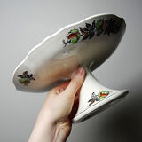 Antique compote dish "Marrons" Longchamp earthenware, polychrome ironstone.