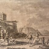 Lithographed plate, the troubadours, nineteenth century