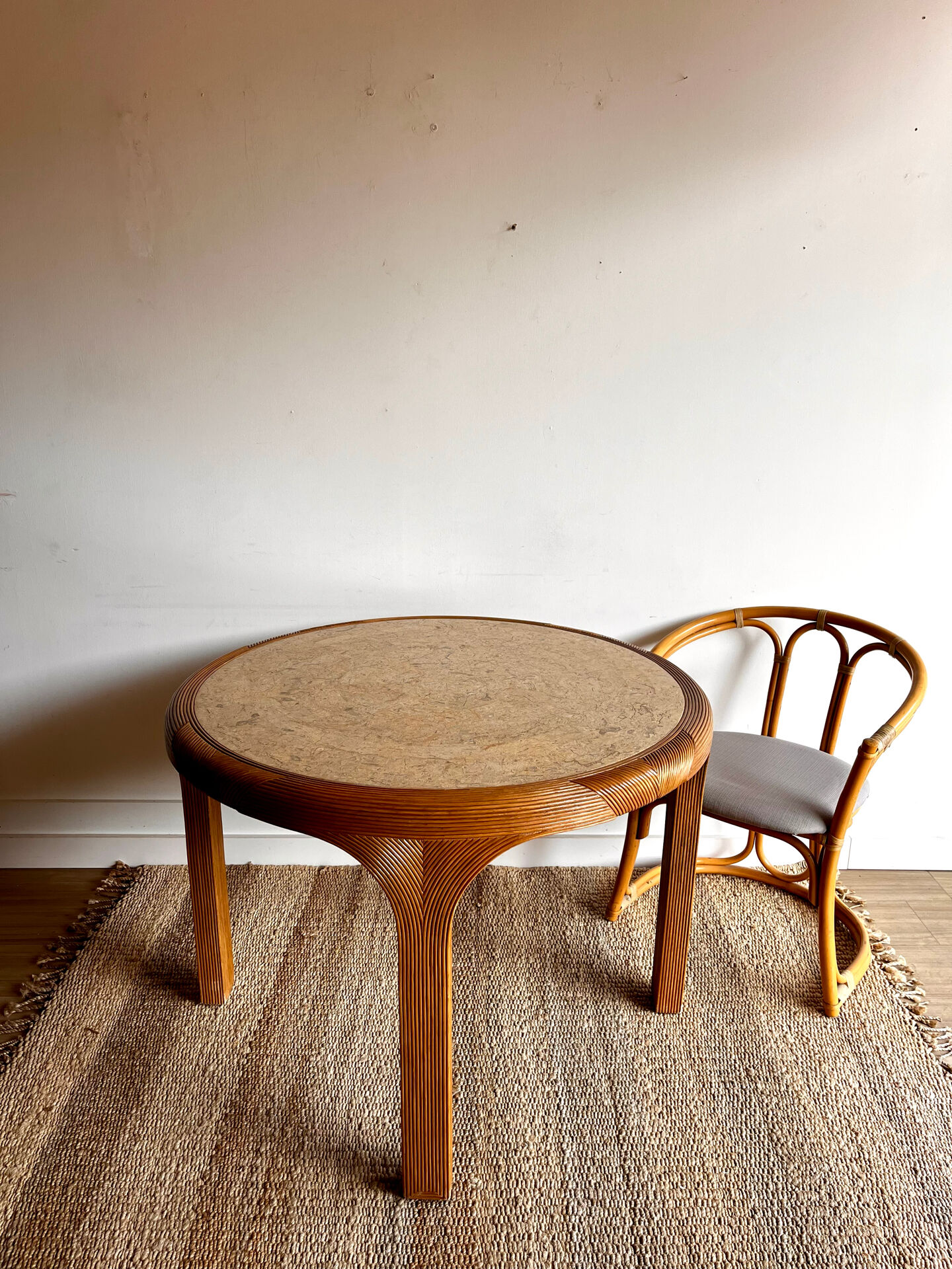 Vivai del Sud rattan dining table — Italy, 1970s