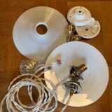 Pair of serrated opaline bistro pendant lights