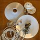 Pair of serrated opaline bistro pendant lights