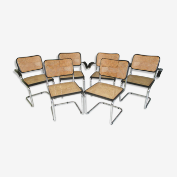 Suite de 4 fauteuils et 2 chaises Cesca Marcel Breuer 1980