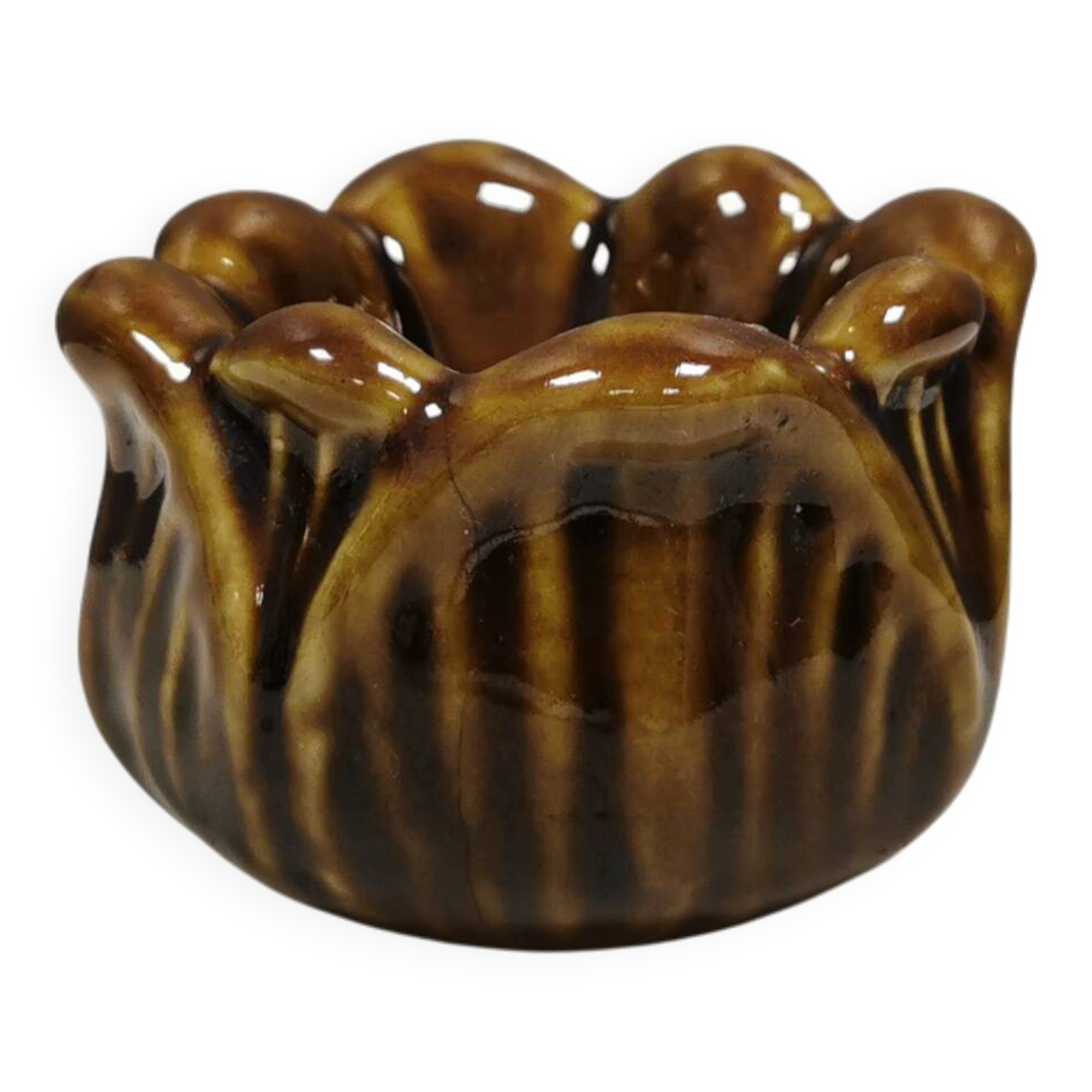 Bougeoir en glaçure dorée par le céramiste danois Michael Andersen