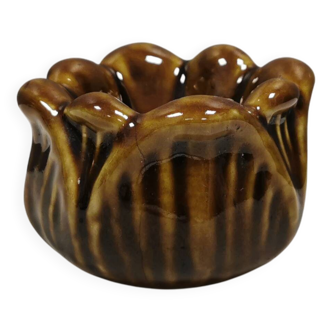 Candlestick in golden glaze by Danish ceramicist Michael Andersen