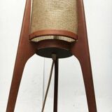 Mid-century tripod rocket floor lamp in teak, 1960s.