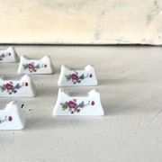 French Porcelain Knife Rests Set of 12 Floral Table Knife Holders