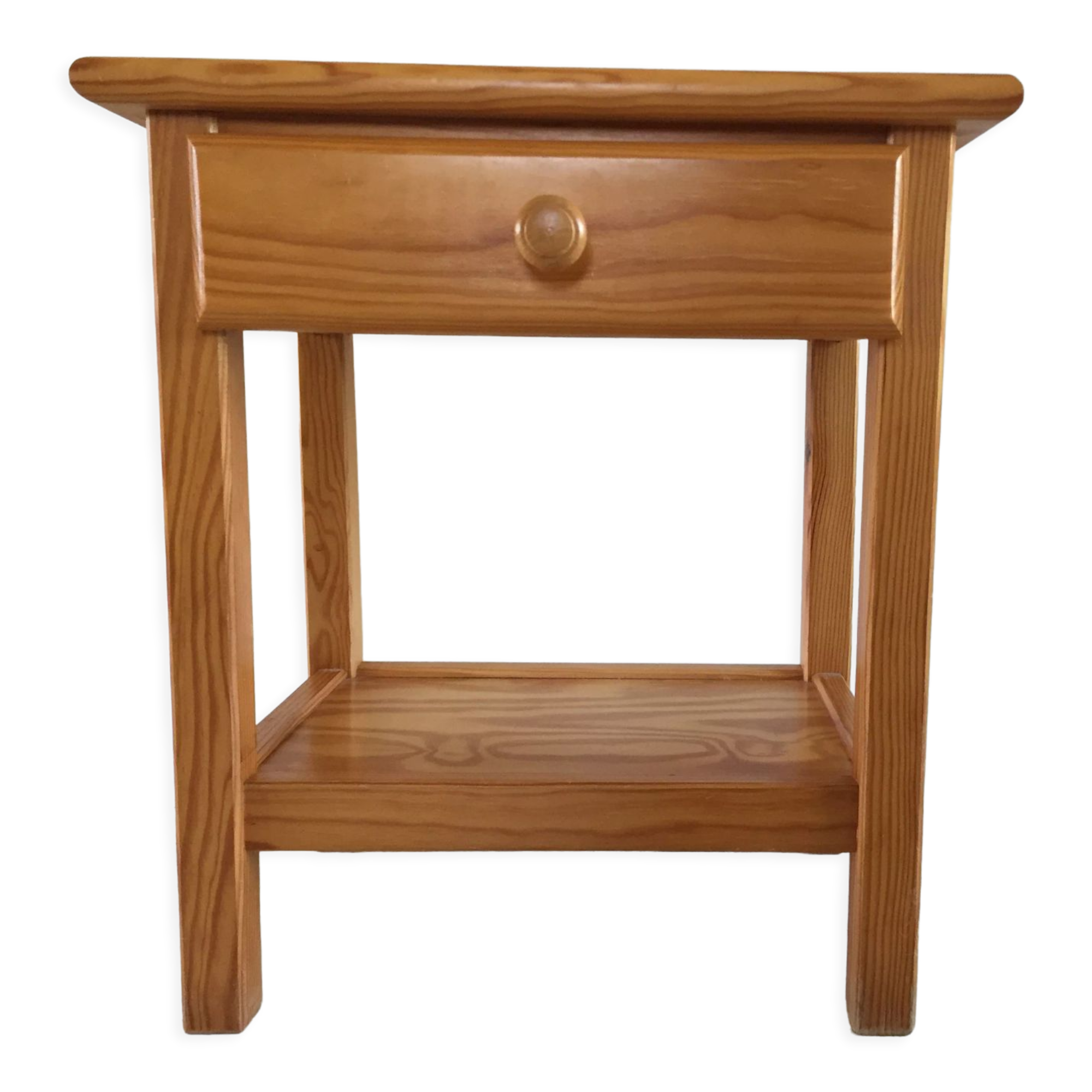 Table de chevet vintage en pin massif