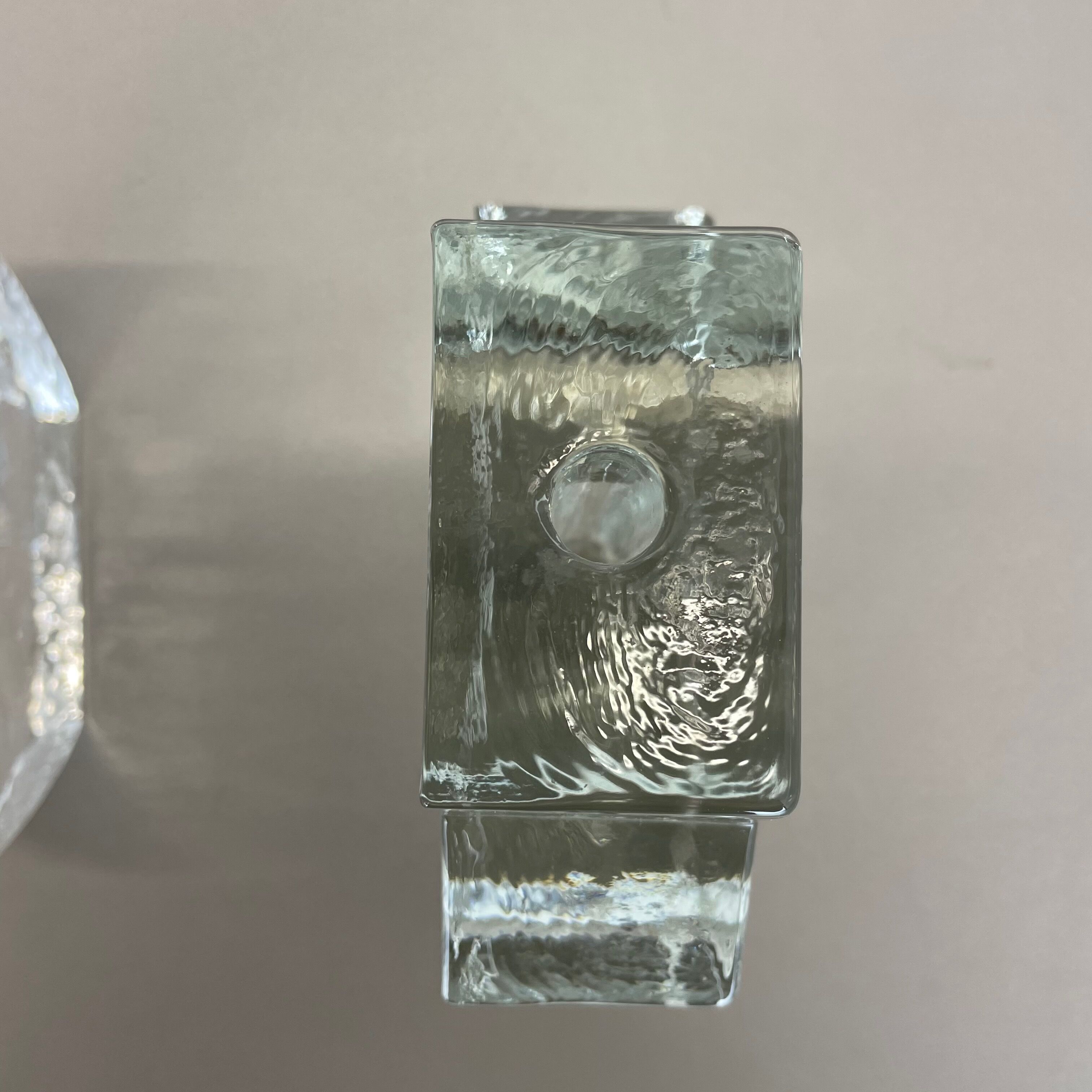 Set of 2 "brutalist" rock glass vases, germany 1970