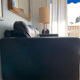 Canape' 3 place in black grained leather