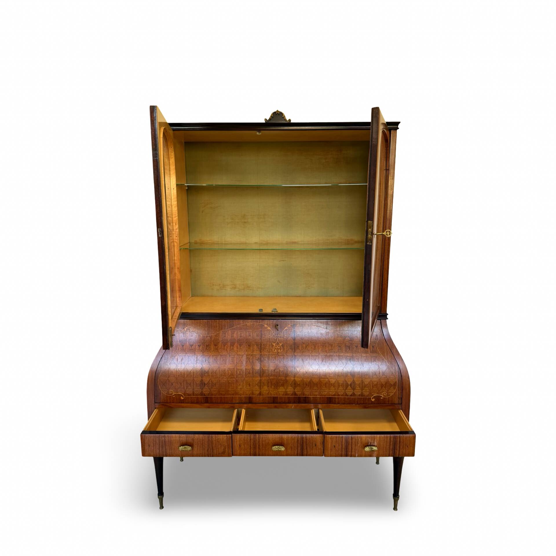 Secretary credenza in marquetry in the Italian Louis XV style from the mid-century, 1960.