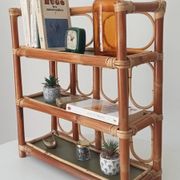 Étagère murale vintage en bambou et rotin années 70/80