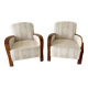 Paire de fauteuils art déco bois et tissu floral