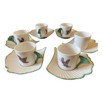 6 Hand Painted Limoges Porcelain Cups and Saucers