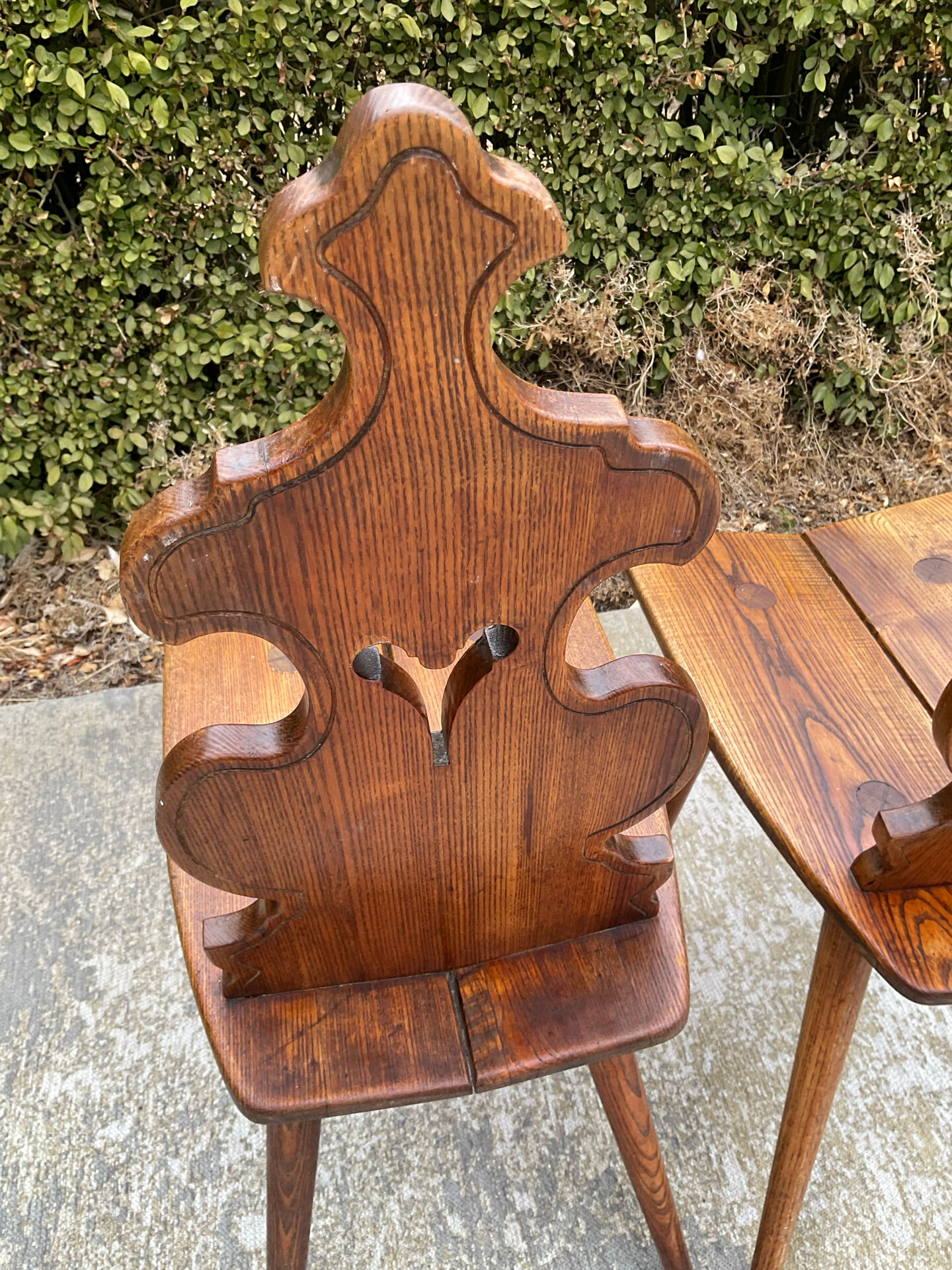 Pair of vintage Tyrolean chairs in solid wood