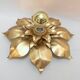 1970s 1980s Hollywood Regency Masca Gold Leaf Metal Flower Wall Sconce