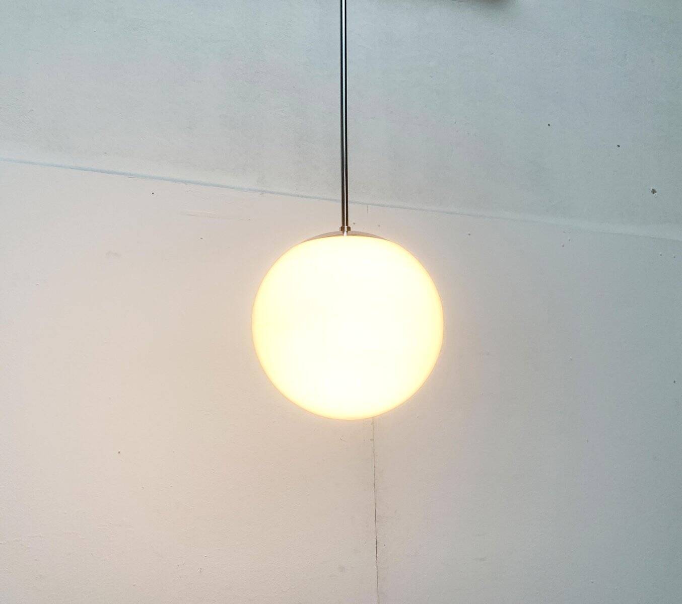 Mid-Century German Glass and Metal Ball Pendant