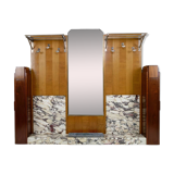Large Art Deco wardrobe in oak, marble and mahogany, circa 1925