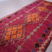 Large Burgundy Moroccan rug 196 x 472 cm - Vintage Moroccan Wool Rug Boho