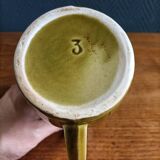 Sarreguemines green ceramic wine pitcher